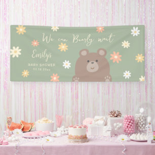 We Can Bearly Wait Beary Cute Baby Shower Welcome Banner