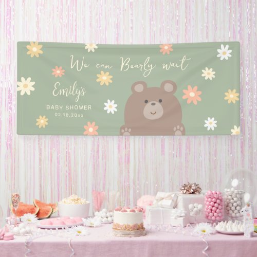 We Can Bearly Wait Beary Cute Baby Shower Welcome Banner