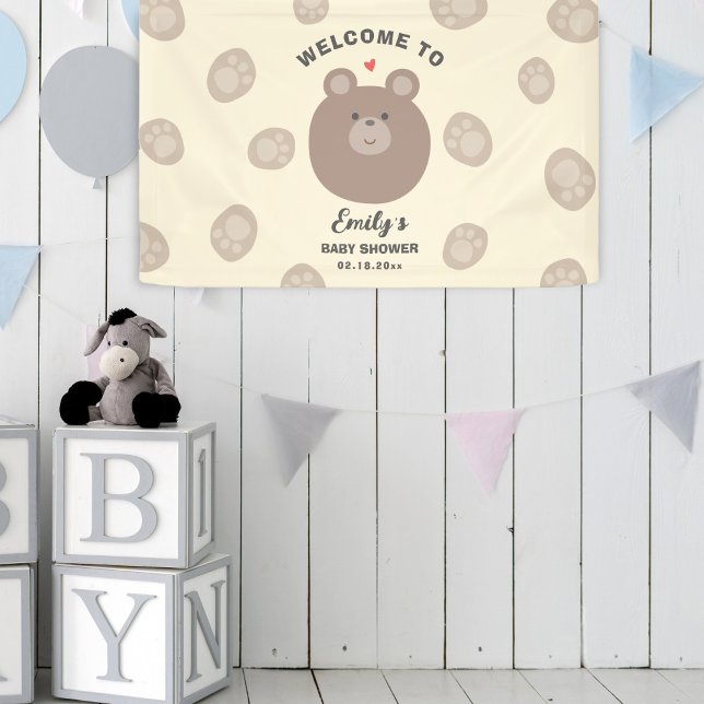 We Can Bearly Wait Beary Cute Baby Shower Welcome Banner (Creator Uploaded)