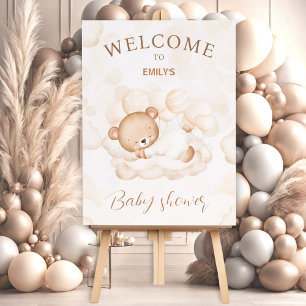 We Can Bearly Wait Beige Baby Shower Welcome Foam Board