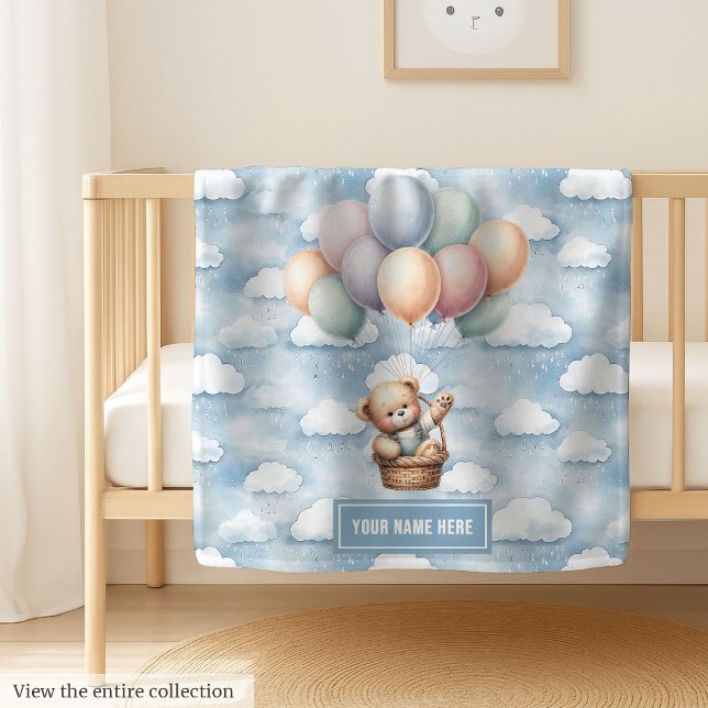 We Can Bearly Wait Blanket with Teddy Balloon Art (We Can Bearly Wait Blanket with Teddy Balloon Art)