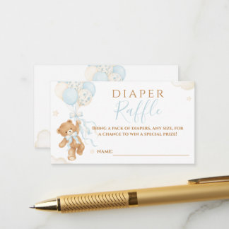 We Can Bearly Wait Blue Baby Shower Boy Enclosure Card