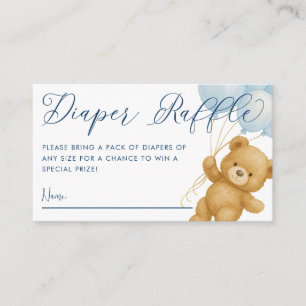 We Can Bearly Wait Blue Baby Shower Diaper Raffle Enclosure Card