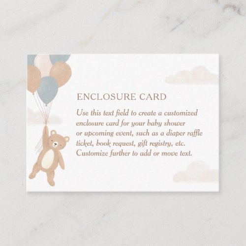 We Can Bearly Wait Blue Baby Shower Enclosure Card