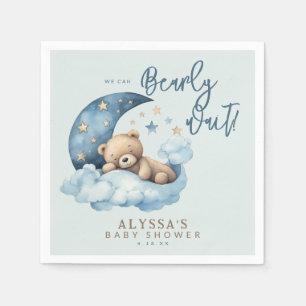 We Can Bearly Wait Blue Baby Shower Napkins