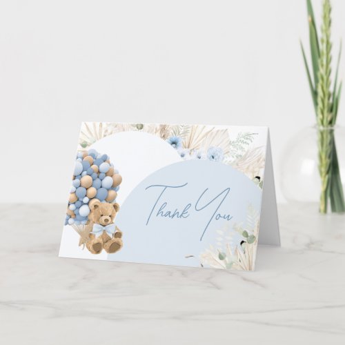 We Can Bearly Wait Blue Baby Shower Thank You Card