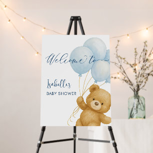 We Can Bearly Wait Blue Baby Shower Welcome Sign