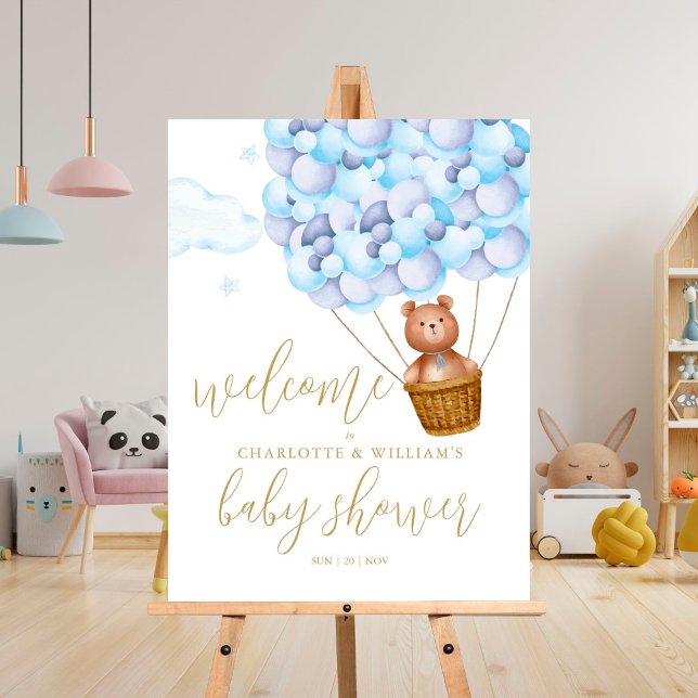 We Can Bearly Wait Blue Baby Shower Welcome Sign (Creator Uploaded)