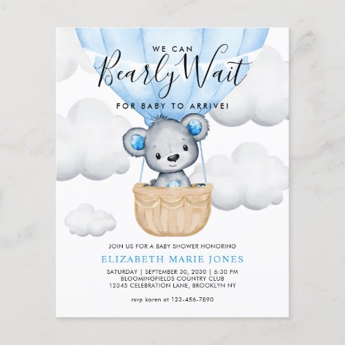 We Can Bearly Wait Blue Balloon Boy Baby Shower