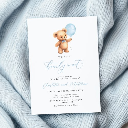 We Can Bearly Wait Blue Balloon Boy Baby Shower