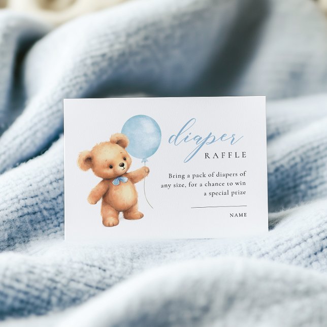 We Can Bearly Wait Blue Balloon Diaper Raffle Enclosure Card (Creator Uploaded)