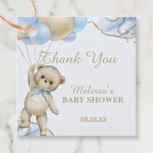 We can bearly wait blue balloon thank you favor tags