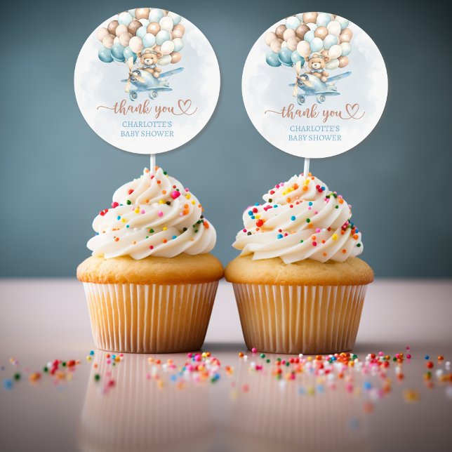 We Can Bearly Wait Blue Balloons Baby Shower Classic Round Sticker (we can bearly wait baby shower teddy bear stickers)