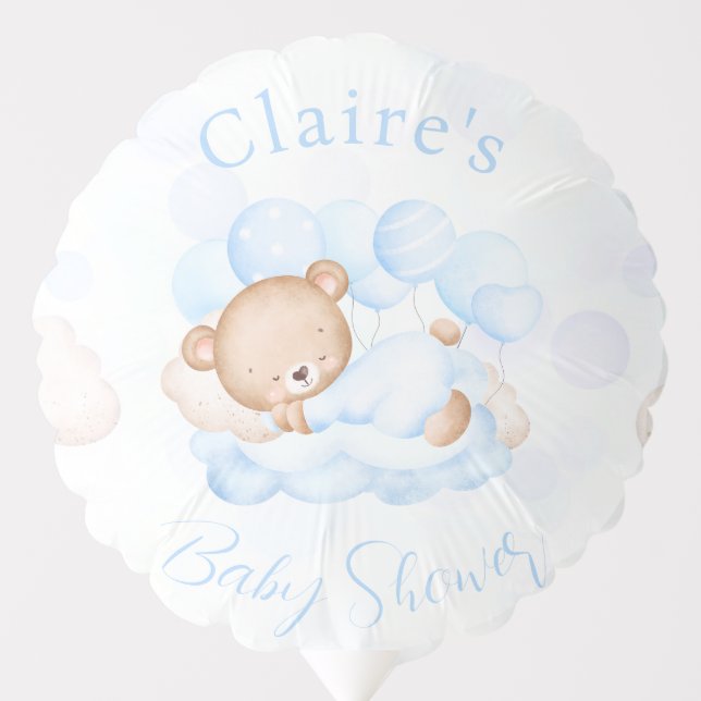 We Can Bearly Wait Blue Bear Baby Shower Balloon (Front)
