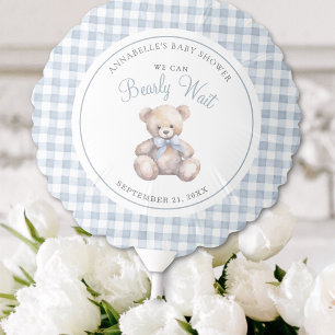 We Can Bearly Wait Blue Bear Baby Shower Balloon