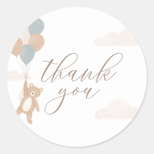 We Can Bearly Wait Blue Boy Baby Shower Classic Round Sticker