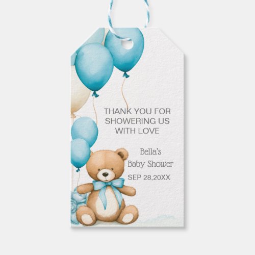 We Can Bearly Wait Blue Boy Baby Shower  Gift Tags