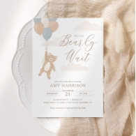 We Can Bearly Wait Blue Boy Baby Shower Invitation