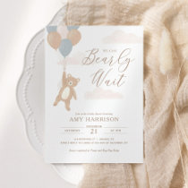 We Can Bearly Wait Blue Boy Baby Shower Invitation