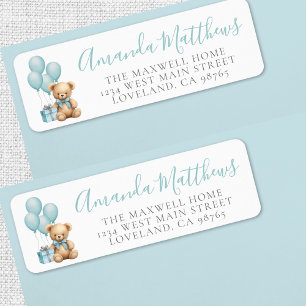 We Can Bearly Wait Blue Boy Baby Shower Label