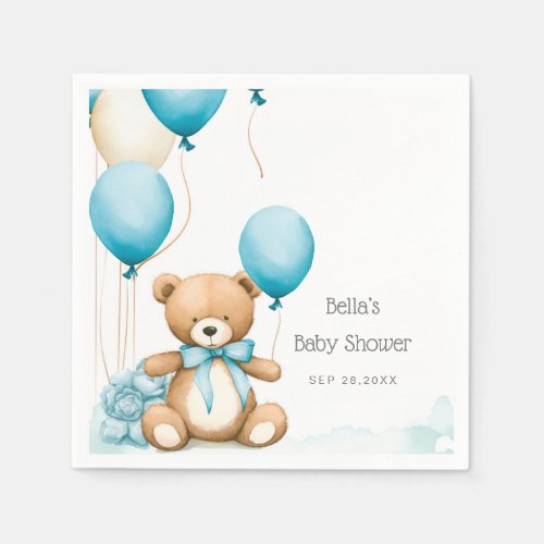 We Can Bearly Wait Blue Boy Baby Shower  Napkins