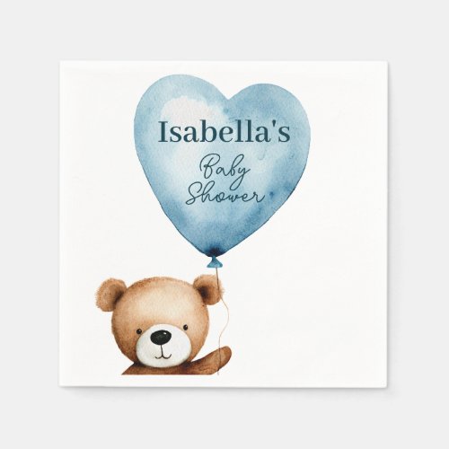We Can Bearly Wait Blue Boy Baby Shower Paper Napkins