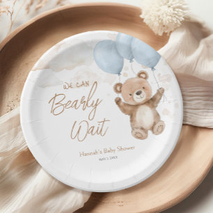 We Can Bearly Wait Blue Boy Baby Shower Paper Plates