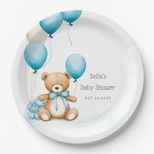 We Can Bearly Wait Blue Boy Baby Shower  Paper Plates