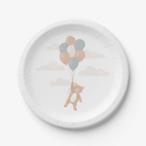 We Can Bearly Wait Blue Boy Baby Shower Paper Plates