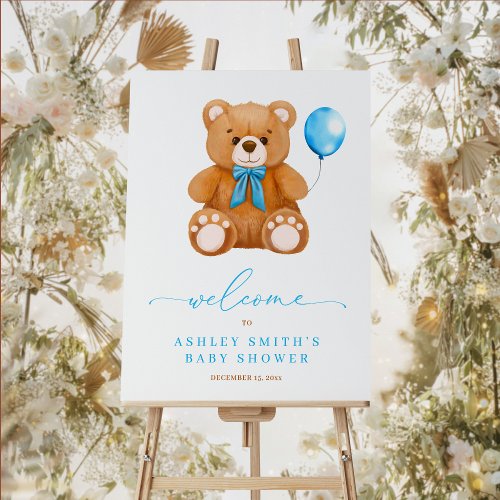 We Can Bearly Wait Blue Boy Baby Shower Sign