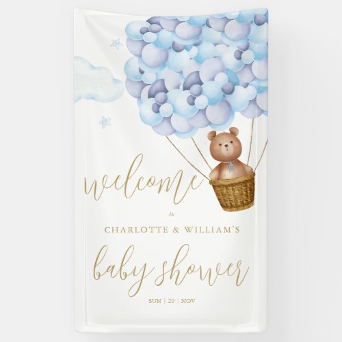 We Can Bearly Wait Blue Boy Baby Shower Welcome Banner