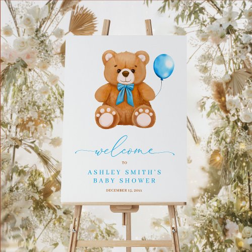 We Can Bearly Wait Blue Boy Baby Shower Welcome Foam Board