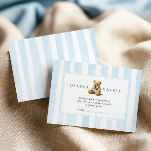 We Can Bearly Wait Blue Diaper Raffle Enclosure Card
