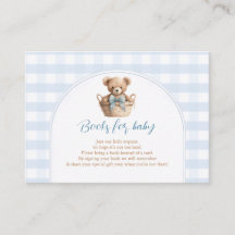 We can bearly wait Blue Gingham Bear Baby Shower