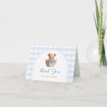 We can bearly wait Blue Gingham Bear Baby Shower