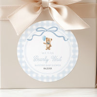 We Can Bearly Wait Blue Teddy Bear Baby Shower