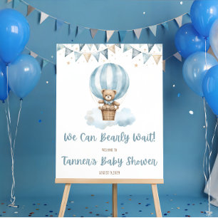 We Can Bearly Wait! Blue Teddy Bear Baby Shower Foam Board