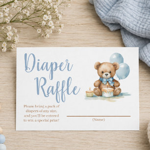 We Can Bearly Wait Blue Teddy Bear Boy Baby Shower Enclosure Card