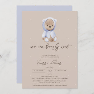 We Can Bearly Wait, Blue Teddy Bear Boy Shower Invitation