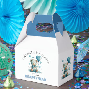 We can bearly wait Blue Teddy Bear Favor Boxes