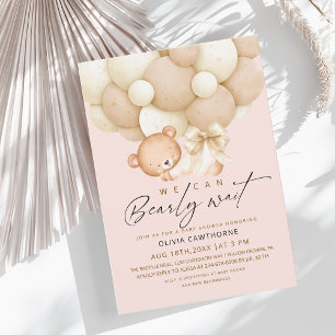 We can Bearly Wait Blush Pink Baby Shower   Invitation
