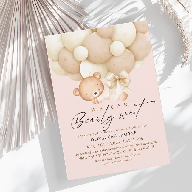 We can Bearly Wait Blush Pink Baby Shower   Invitation (Creator Uploaded)