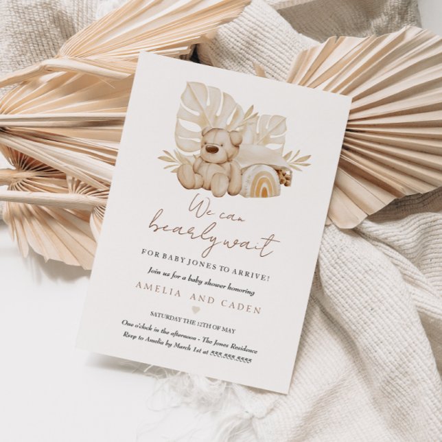 We Can Bearly Wait Boho Baby Shower Invitation (Creator Uploaded)