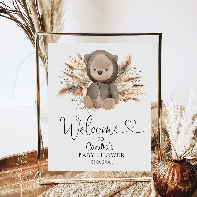 We Can Bearly Wait Boho Bear Baby Shower  Poster (Creator Uploaded)