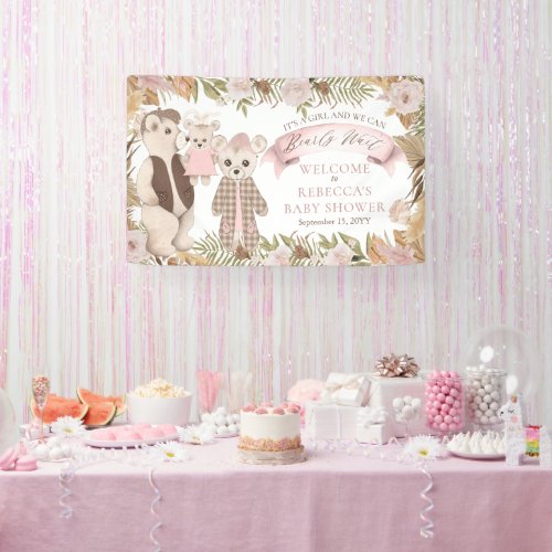 We Can Bearly Wait Boho Bear Family Baby Shower Ba Banner