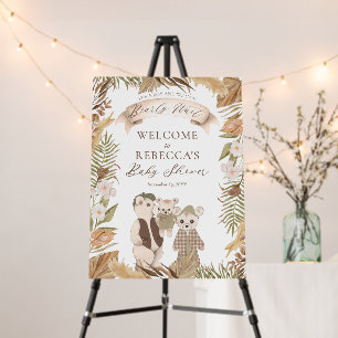 We Can Bearly Wait Boho Bear Family Baby Shower Foam Board