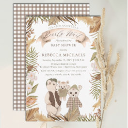We Can Bearly Wait Boho Bear Family Baby Shower Invitation