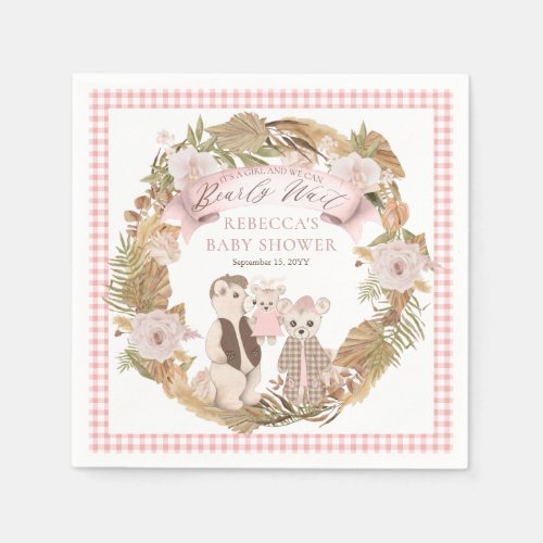 We Can Bearly Wait Boho Bear Family Baby Shower  N Napkins