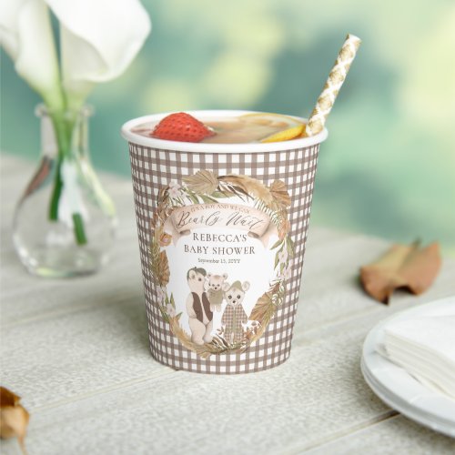 We Can Bearly Wait Boho Bear Family Baby Shower Paper Cups