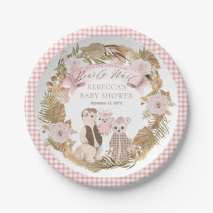 We Can Bearly Wait Boho Bear Family Baby Shower  Paper Plates